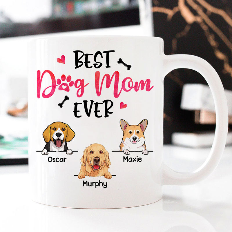 Best Dog Mom Dog Dad Ever Peeking Dog, Personalized Accent Mug, Gifts For Dog Lovers