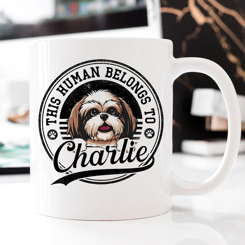 This Human Belongs To, Personalized Accent Mug, Gifts For Dog Lovers, Custom Photo