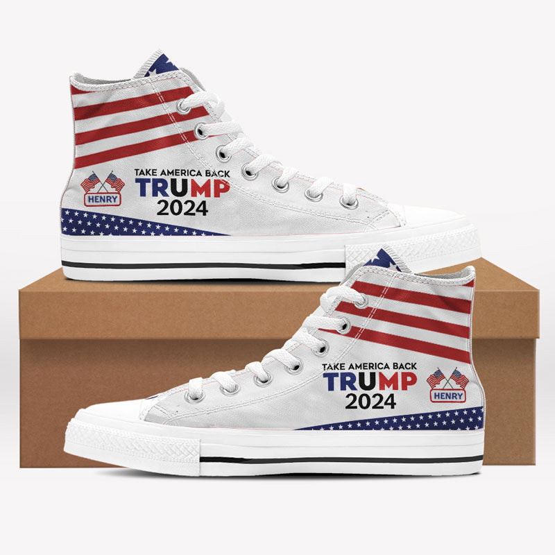 Trump Take America Back High Top Shoes, Personalized Sneakers, Gift For Trump Fans, Election 2024