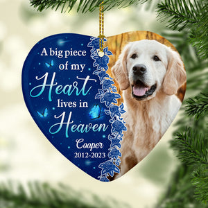 A Big Piece of My Heart Lives In Heaven, Custom Photo, Personalized Memorial Ornaments