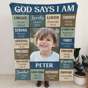 God Says I Am, Personalized Baby Blanket, Baby Shower Gift, Newborn Gift, Custom Photo