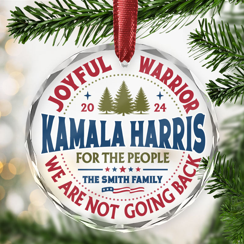 Joyful Warrior Kamala Harris 2024 For The People, Personalized Glass Ornament, Kamala Harris Ornaments, Election 2024