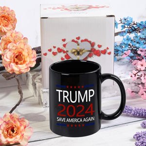 Save America Again Black Mug, Gift For Trump Fans, Election 2024