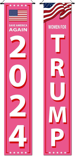 Women for Trump 2024 Porch Signs, Banners Outdoor, Gift For Trump Fans, Election 2024