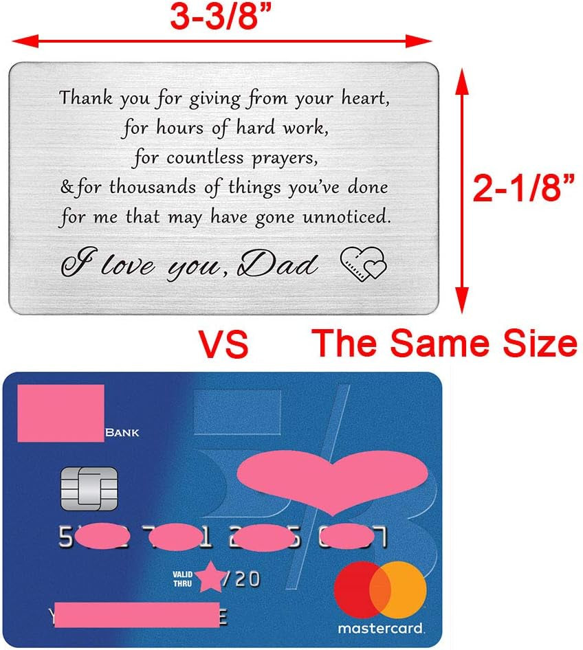 Dad Engraved Wallet Insert Card, Thank You Dad Gifts, I Love You Dad, Gifts For Father's Day, Gifts For Lovers