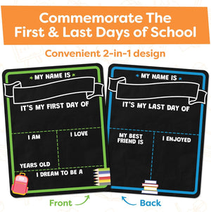 First and Last Day of School Board Sign with Liquid Chalk Markers Pack, Personalized Back To School Sign, Wooden School Board