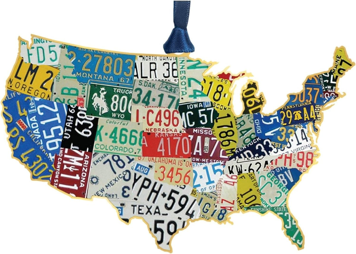 USA License Plate Map, Trump Ornaments, Christmas Gifts, Election 2024 ...