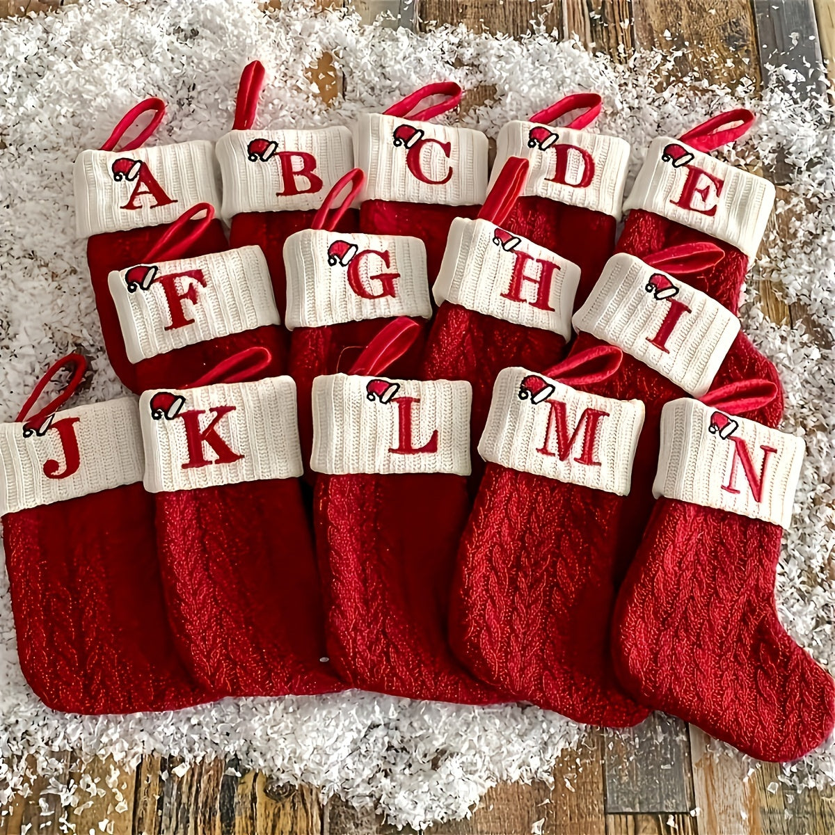 Alphabet Stocking, Knit Christmas Stocking with Personalized Initials - Perfect for Christmas Party Decorations