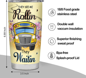 School Bus Driver  Tumbler, Bus Driver Appreciation Gifts, 20Oz Stainless Steel Tumbler School Bus