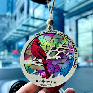 When A Cardinal Appears, Personalized Suncatcher Ornament, Car Hanger Memorial Gifts