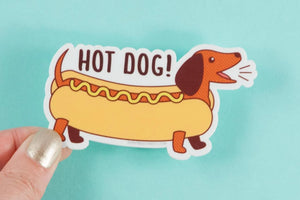 Dachshund Hot Dog! Vinyl Sticker by Tiny Bee Cards