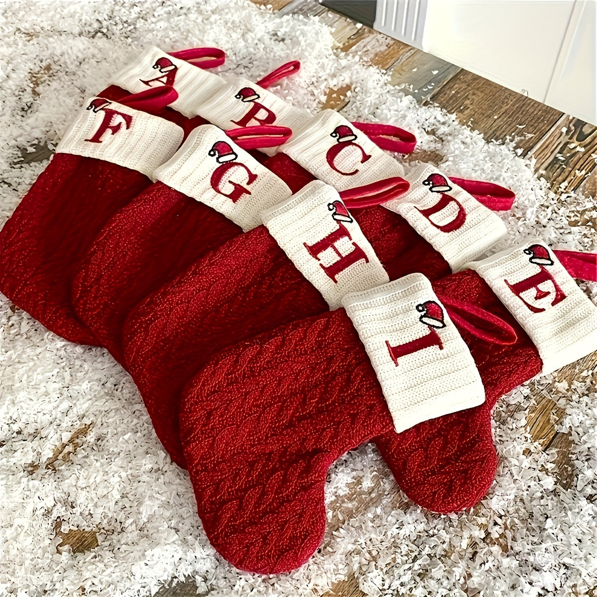 Alphabet Stocking, Knit Christmas Stocking with Personalized Initials - Perfect for Christmas Party Decorations