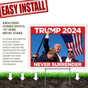 Trump Fist Pump Never Surrender Yard Sign, Trump Fight, Election 2024