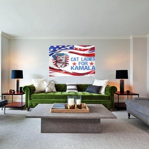 Cat Ladies for Kamala House Flag Funny Cat, Gift For Kamala Harris Supporters, Election 2024