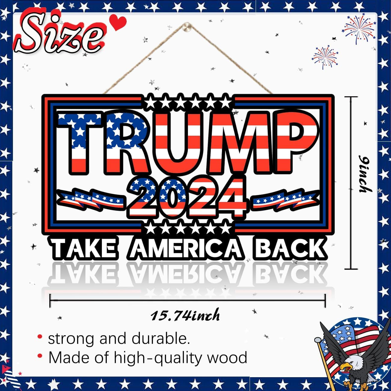 Trump Take American Back 2024 Wooden Hanging Signs, Election 2024