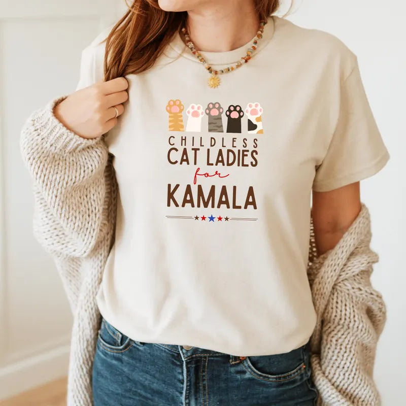 Childless Cat Ladies For Kamala, Personalized Kamala Harris Shirt, Gifts For Cat Lovers, Election 2024