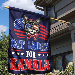 Cats Ladies For Kamala House Flag, Gift For Kamala Harris Supporters, Custom Photo, Election 2024