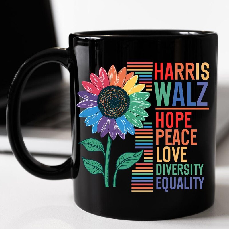 Harris Walz Black Mug, Gift For Kamala Harris and Tim Walz Supporters, Election 2024