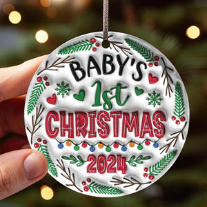 Baby 1st Christmas 3D Inflated Ornament, Personalized Circle Ornaments, Christmas Gifts