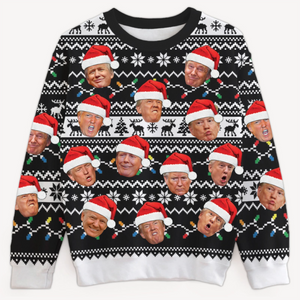 Custom Trump Face Funny Christmas Pattern, Personalized All-Over-Print Sweater, Kid Sweatshirt, Ugly Sweater, Gift For Trump Supporters.