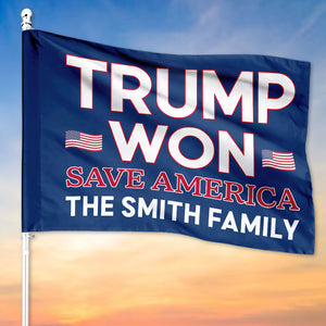 Trump Won Save America, Trump 2024, Personalized House Flag, Donald Trump Homage, Election 2024