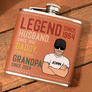 Legend, Husband, Father, Personalized Leather Flask, Father's Day Gifts