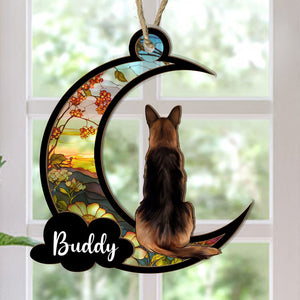 Love You To The Moon, Personalized Suncatcher Ornament, Car Hanger, Gift For Pet Lovers