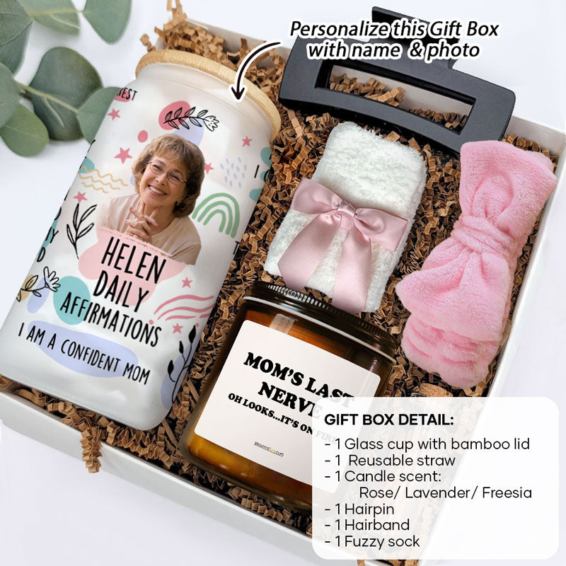 Mom Daily Affirmations, Personalized Glass And Scented Candle, Birthday Gift, Gift Box For Mom