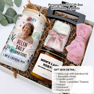 Mom Daily Affirmations, Personalized Glass And Scented Candle, Birthday Gift, Gift Box For Mom