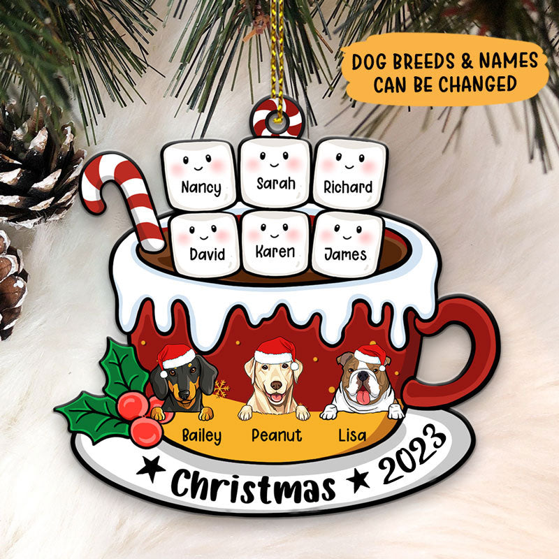 Marshmallow Family, Christmas Shaped Ornament, Custom Gift For Dog Lover