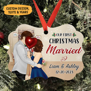 Our First Christmas Married Engaged, Personalized Aluminium Ornaments, Custom Holiday Gift