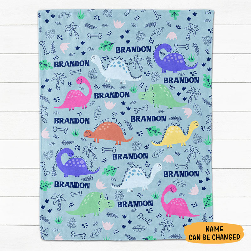 Dinosaur Forest Blanket, Personalized Baby Blanket, Baby Shower Gift, Newborn Gift