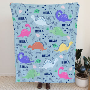 Dinosaur Forest Blanket, Personalized Baby Blanket, Baby Shower Gift, Newborn Gift