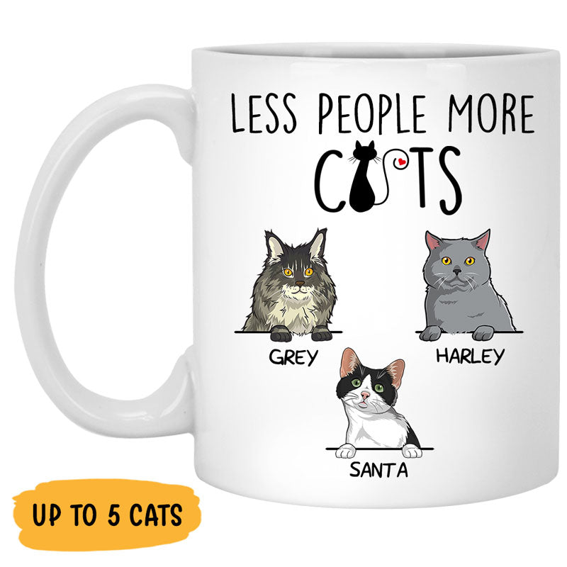 Less People More Cats, Custom Coffee Mug, Personalized Gifts for Cat Lovers