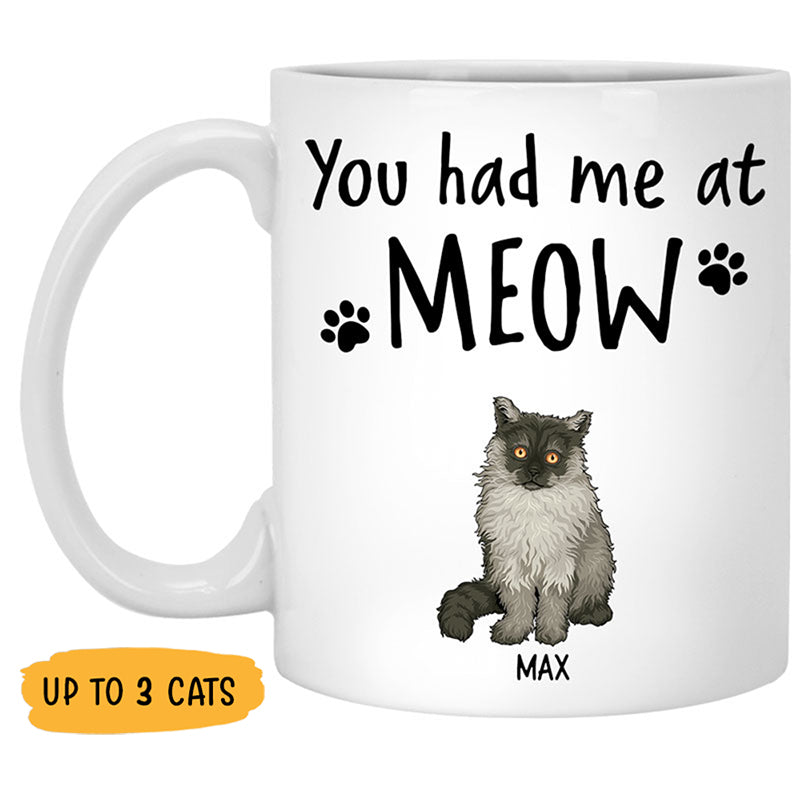 You Had Me At Meow, Personalized Coffee Mug, Custom Gift for Cat Lovers