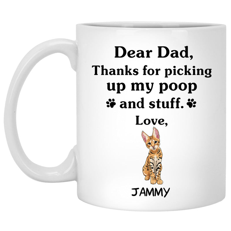 Thanks for picking up my poop and stuff, Funny Savannah Cat Personalized Coffee Mug, Custom Gift for Cat Lovers