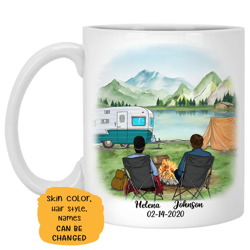 To my husband I love you in the morning Camping, Customized mug, Anniversary gift, Personalized love gift for him