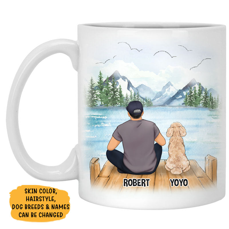 Best Dog Dad Ever, Mountain, Customized Mug, Personalized Gift for Dog Lovers