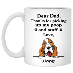 Thanks for picking up my poop and stuff, Funny Basset Hound Personalized Coffee Mug, Custom Gifts for Dog Lovers