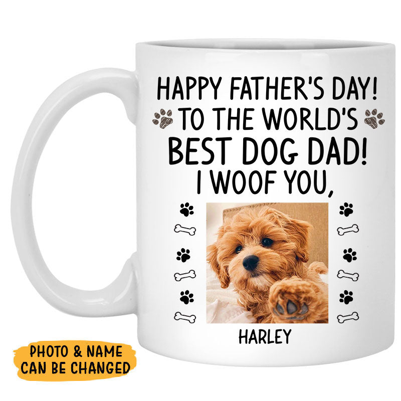 Happy Father's Day Mugs, Funny Custom Photo Coffee Mug, Personalized Gift for Dog Lovers