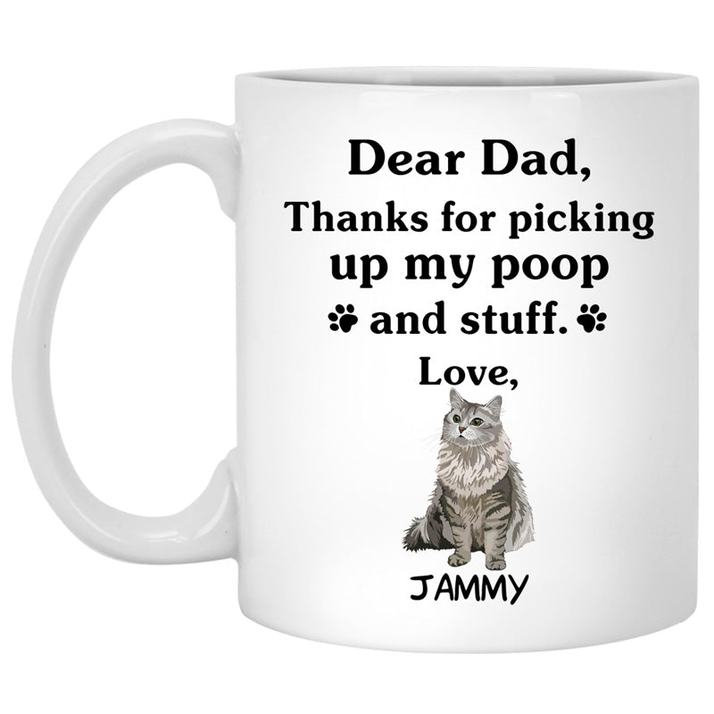 Thanks for picking up my poop and stuff, Funny Siberian Cat Personalized Coffee Mug, Custom Gift for Cat Lovers