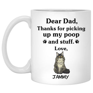 Thanks for picking up my poop and stuff, Funny Maine Coon Personalized Coffee Mug, Custom Gift for Cat Lovers