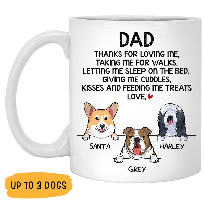 Thanks For Loving Me, Funny Personalized Coffee Mug, Custom Gifts for Dog Lovers, Father's Day gift