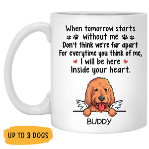 Inside Your Heart, Custom Memorial Dogs Mug, Personalized Gifts for Dog Lovers