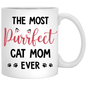 The Most Purrfect Cat Mom Ever, Red Tree, Personalized Mugs, Custom Gifts for Cat Lovers