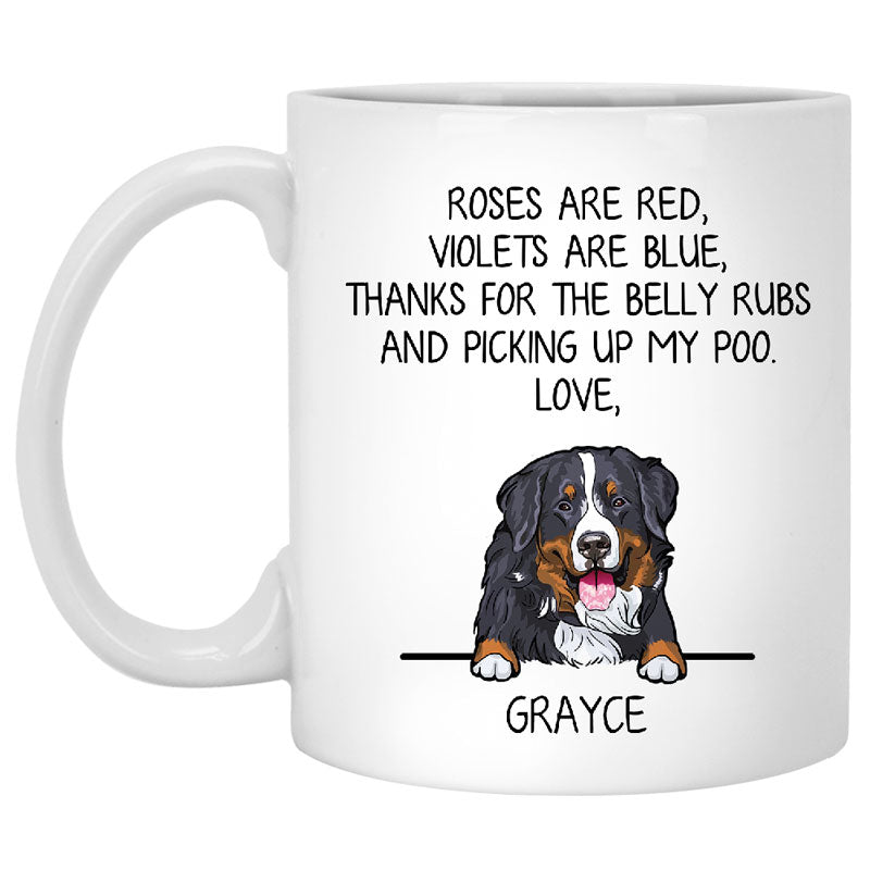 Roses are Red, Funny Bernese Mountain Personalized Coffee Mug, Custom Gifts for Dog Lovers