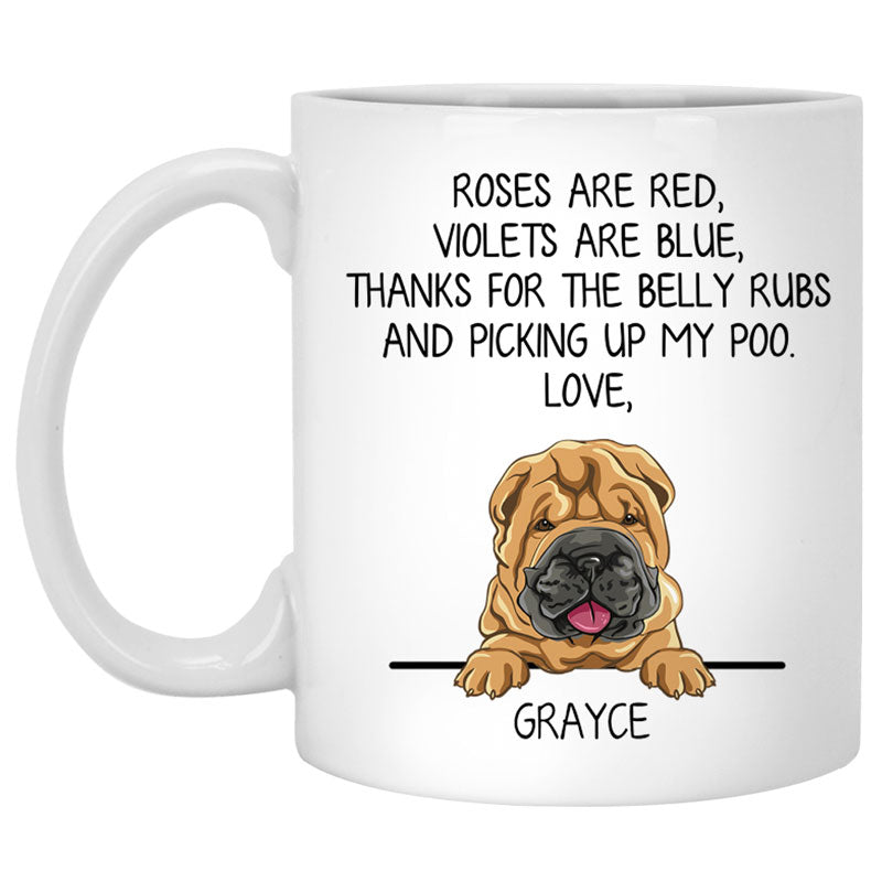 Roses are Red, Funny Shar Pei Personalized Coffee Mug, Custom Gifts for Dog Lovers