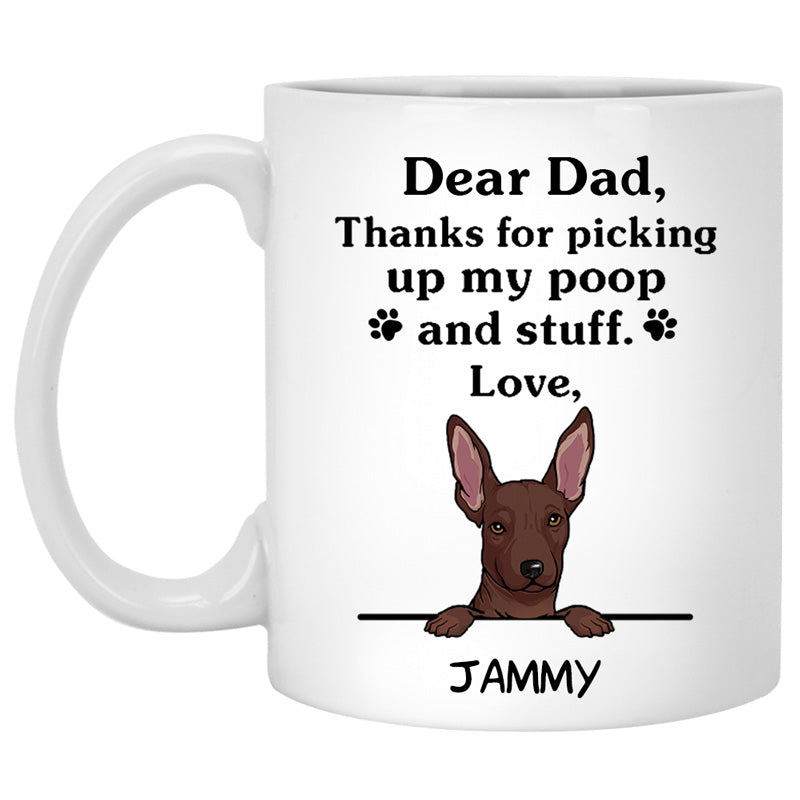 Thanks for picking up my poop and stuff, Funny Mexican Hairless Dog (Xolo) Personalized Coffee Mug, Custom Gifts for Dog Lovers