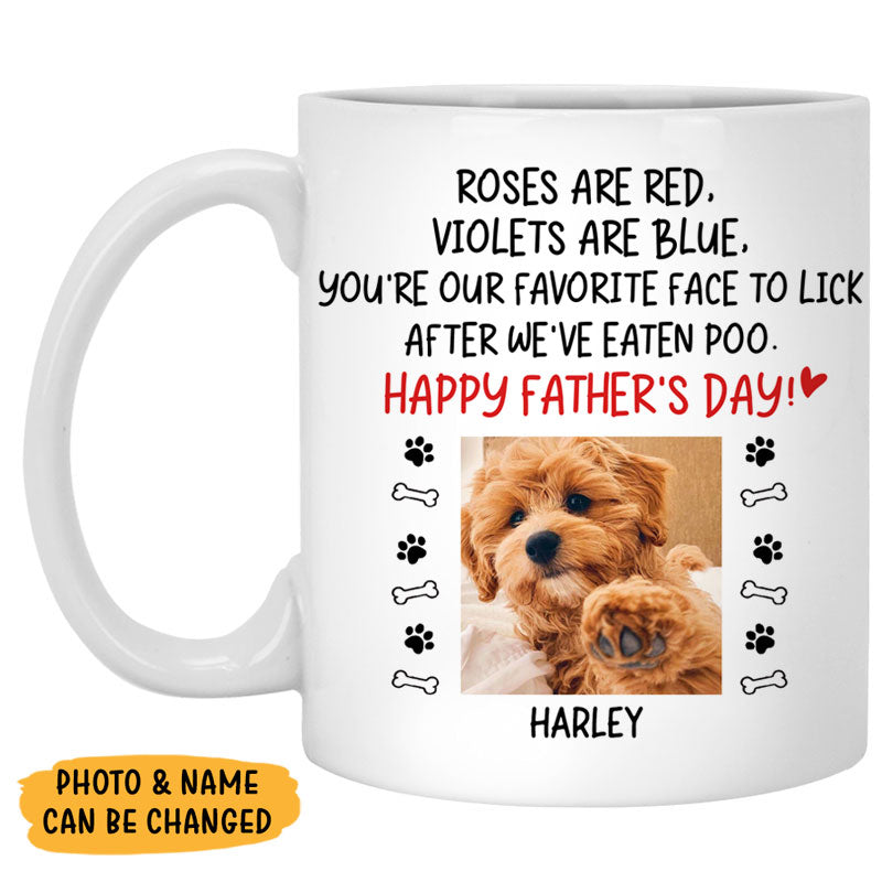 Roses Are Red Photo, Customized Coffee Photo Mug, Personalized Gift for Dog Lovers