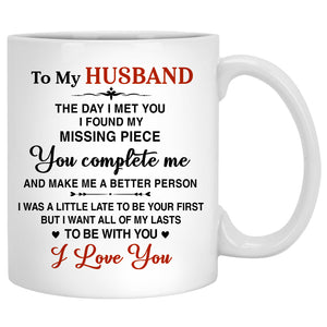 To my husband I found my missing piece, Fall mugs, Anniversary gifts, Personalized gifts for him